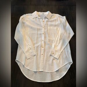 Blu Pepper Classic White Women’s Button Down Shirt, Size Medium